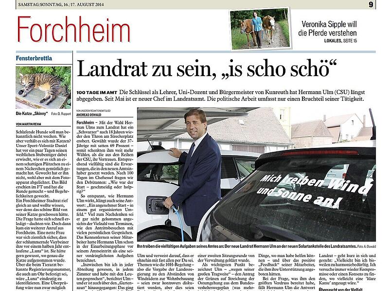 Eine Auswahl von Zeitungsartikeln des Fr&auml;nkischen Tags w&auml;hrend Hermann Ulms Amtszeit von 2014 bis heute.