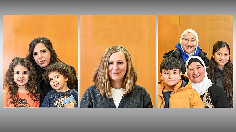 Nach der Flucht aus ihrer Heimat ein neues Leben in Volkach begonnen haben (von links) Malika Hashemi mit ihren Töchtern Eileen (links, 5 Jahre) und Ayla (knapp 3), Olha Vykrieva sowie Rasha Mohammad mit Sohn Ammar und den Töchtern Yara (17) und Sham (rechts). Nach der Flucht aus ihrer Heimat ein neues Leben in Volkach begonnen haben (von links) Malika Hashemi mit ihren Töchtern Eileen (links, 5 Jahre) und Ayla (knapp 3), Olha Vykrieva sowie Rasha Mohammad mit Sohn Ammar und den Töchtern Yara (17) und Sham (rechts).