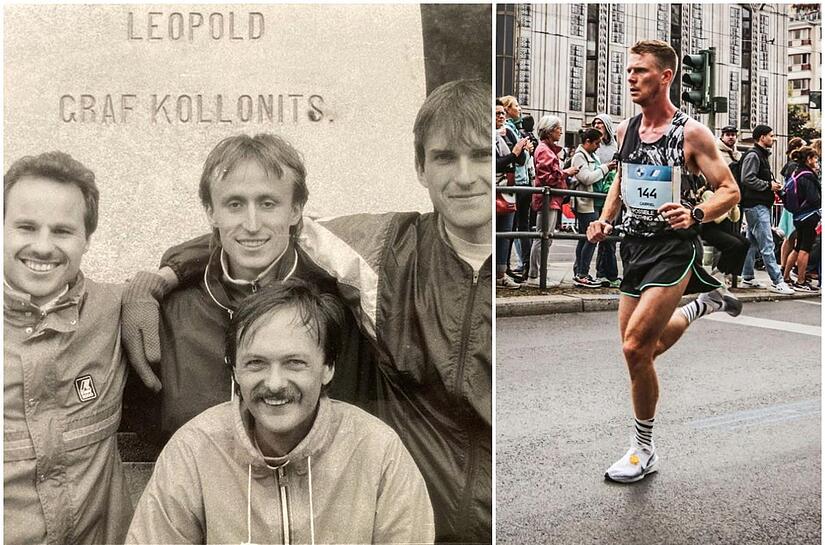 Mit 2:19:48 Stunden hat Gabriel Lautenschlager (rechtes Bild) beim Berlin-Marathon einen neuen oberfränkischen Rekord aufgestellt und den mehr als 33 Jahre alten Bestwert von Matthias Köhler (linkes Bild, hinten mittig) um rund eine Minute unterbo...