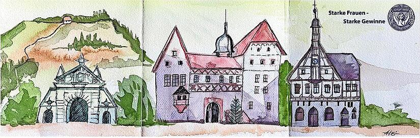 Dieses regionale Motiv, gemalt von Annette Heineck, ziert die Lose der Benefiz-Gewinnaktion. Dieses regionale Motiv, gemalt von Annette Heineck, ziert die Lose der Benefiz-Gewinnaktion.