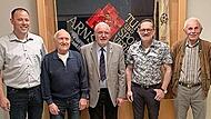 Ehrungen bei der Eigenheimervereinigung Arnshausen: (von links) Vorsitzender Stefan Dacho, Rudolf Dacho (50 Jahre), Landesvorstandsmitglied Georg Grembler, sein Nachfolger Klaus Winkler und Erich Reuß (50 Jahre)