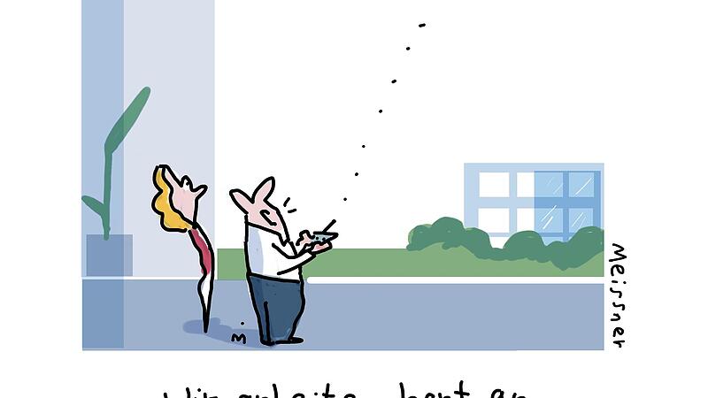 In loser Reihenfolge zeigt der FT Cartoons von Dirk Meissner, die Bamberg auf dem Weg zur Smart City augenzwinkernd begleiten.