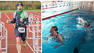 Niki Abel (li.) gewann den 20. Forchheimer Swim and Run. Beim Laufen wurde er fast genauso nass wie beim Schwimmen.Forchheim & Fränkische Schweiz Niki Abel (li.) gewann den 20. Forchheimer Swim and Run. Beim Laufen wurde er fast genauso nass wie beim Schwimmen.Forchheim & Fränkische Schweiz