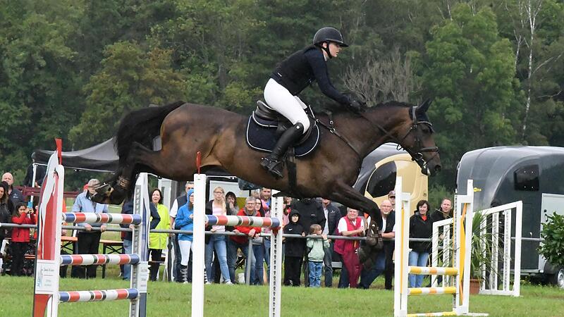 Diana Glei&szlig;ner (im Bild auf Cassandra Castella) geh&ouml;rt aktuell zu den erfolgreichsten Reitern des RV Bad Kissingen und &uuml;berzeugte auch beim Heimturnier.