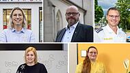 5 Berufe, 5 W&uuml;nsche: Was sich (von links) Apothekerin Katrin Lenhart, Pfarrer Gerd Greier, Polizist Christian P&ouml;rtner, Lehrerin Sandra Herleth und Alltagsbegleiterin Anna-Lena Friedrich f&uuml;r 2025 w&uuml;nschen.