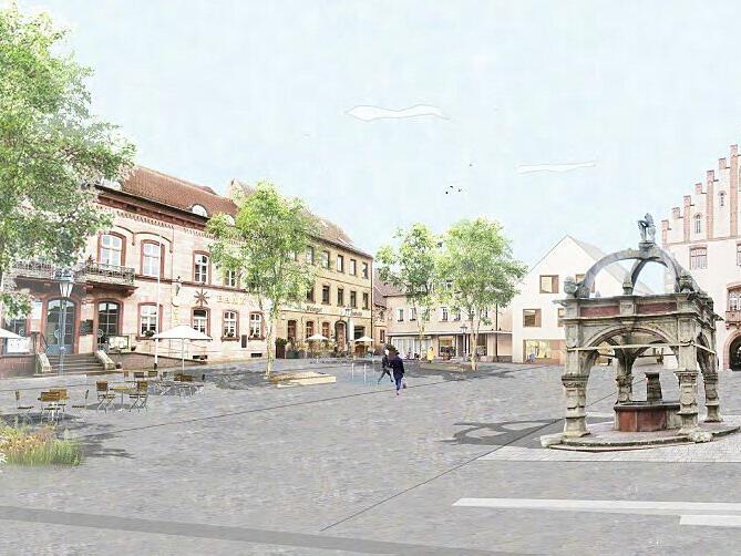 Der Marktplatz in Hammelburg wird umgestaltet. Ein Entwurf.