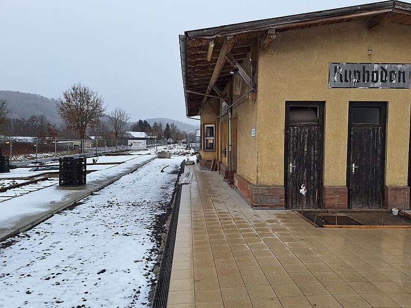 Gleispark Rupboden am Bahnradweg der fr&uuml;heren Sinntalbahn