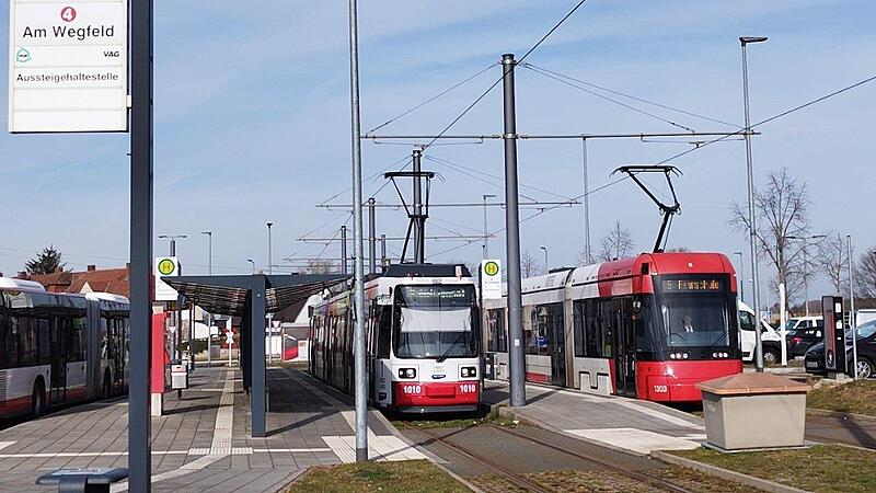 Stra&szlig;enbahn-Haltestelle N&uuml;rnberg Wegfeld: Das ist der Ausgangspunkt f&uuml;r die Stadt-Umland-Bahn.