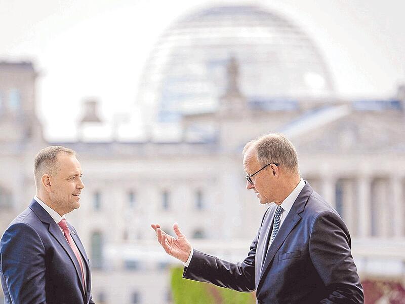 Nach dem Gespräch mit Bundespräsident Steinmeier traf sich Polens Präsident Nawrocki mit Bundeskanzler Merz.
