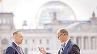 Nach dem Gespräch mit Bundespräsident Steinmeier traf sich Polens Präsident Nawrocki mit Bundeskanzler Merz.