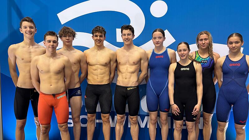 Das Team der SG Bamberg bei der deutschen Meisterschaft (von links): Raphael Erhard, Szymon Gorczynski, Bartosz Gorczynski, Robert Hartmann, Jannik H&uuml;nniger, Clara Ehrlich, Linda Schellenberger, Nora Flehmig und Katharina B&ouml;hm.
