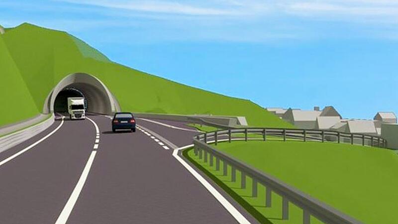 Die k&uuml;nftige B&nbsp;289 mit der Tunneleinfahrt von westlicher Richtung aus gesehen