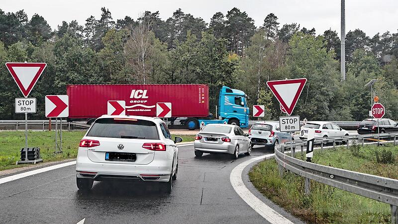 Stresstest: Wer derzeit an der Anschlussstelle Bamberg Ost auf die Autobahn in Richtung Suhl fahren will, braucht starke Nerven.