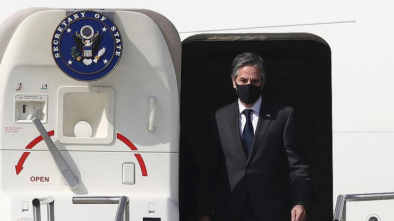 Antony Blinken, US-Au&szlig;enminister, bei seinem Besuch in S&uuml;dkorea. An diesem Montag  kommt er nach Br&uuml;ssel.