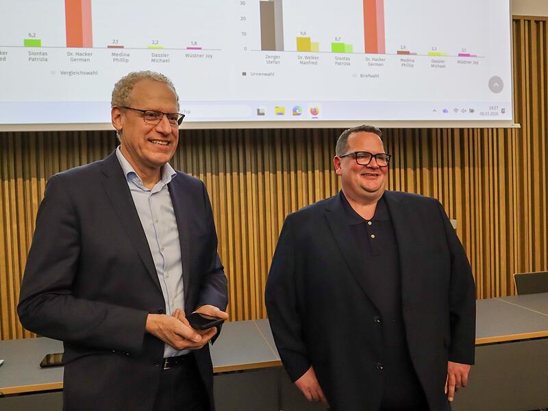 Das Ergebnis des Wahlabends in Herzogenaurach: F&uuml;r den amtierenden B&uuml;rgermeister German Hacker (SPD) und Stefan Zenger (CSU) wird die Stichwahl entscheiden, wer der n&auml;chste Rathauschef wird.