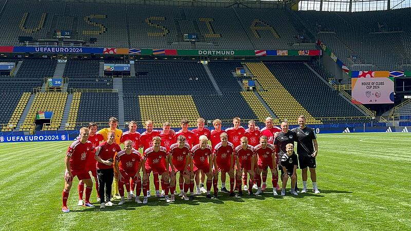 Nur wenige Stunden nach dem EM-Halbfinale zwischen England und Holland kickten die Vestekicker bei einem Kurzturnier im gr&ouml;&szlig;ten Stadion Deutschlands.