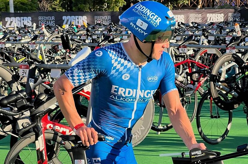 Andreas Dreitz in der Wechselzone bei der Challenge in Anfi auf der Insel Cran Canaria