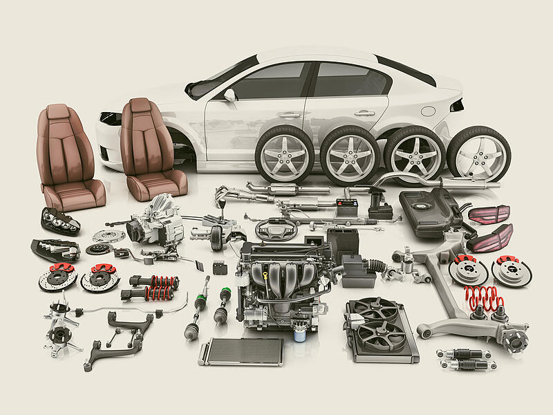Car body disassembled and many vehicles partsForchheim & Fränkische Schweiz Hunderte Firmen aus Franken beliefern die Automobilindustrie weltweit mit Bauteilen. Auch sie trifft die aktuelle Zoll-Krise mit den USA schwer.