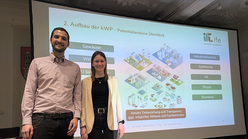Fritz Sch&ouml;berlein und Alicia Schober vom Institut f&uuml;r Energietechnik (Ife) Amberg sind f&uuml;r die kommunale W&auml;rmeplanung in M&uuml;nnerstadt verantwortlich.