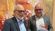 Moderator Leo Pfennig (links) und B&uuml;rgermeister Michael Kastl