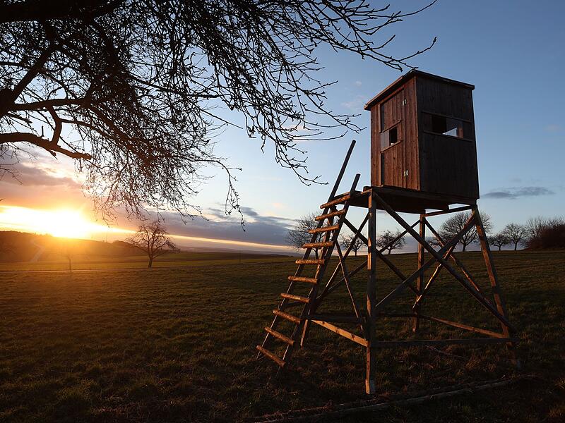 J&auml;gerhochsitz im Abendlicht