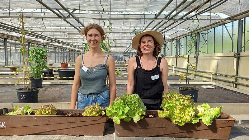 Die beiden Künstlerinnen Corinna Wagner (rechts) und Inka Schottdorf zeigen in ihrem „else!3“-Projekt, ob und wie Salatköpfe und Radieschen auf zarte elektromagnetische Ströme reagieren. Wachsen sie besser? Schmecken sie besser?