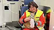 im Rettungswagen bekam die Katze gleich Sauerstoff