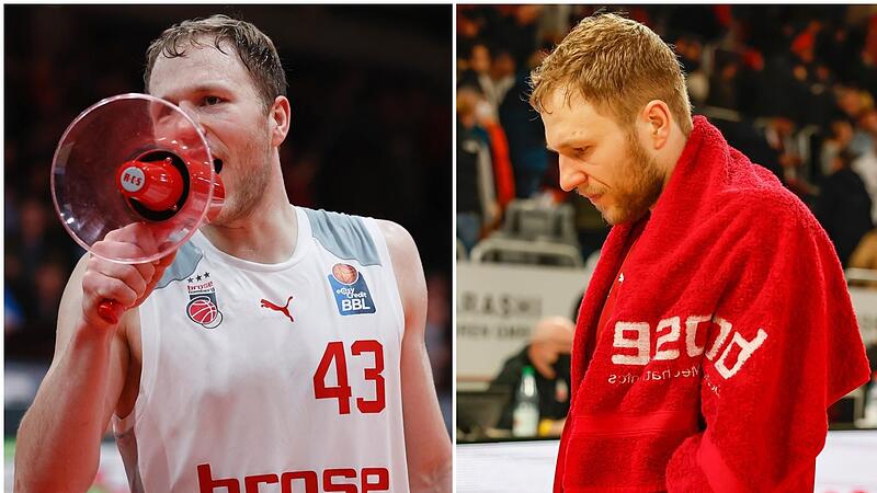 Frust und Freude lagen in der abgelaufenen Saison eng beieinander. Links stimmt Brose-Kapitän Christian Sengfelder nach dem Derbysieg inWürzburg mit den Fans die „Humba“ an, rechts verlässt er enttäuscht nach der Heimniederlage gegen den Mitteldeu...