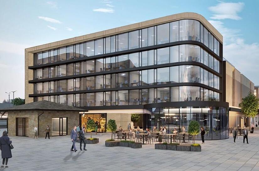 Die nach der Kritik des Stadtgestaltungsbeirats weiter entwickelten Atrium-Pläne greifen Farbe und Materialbeschaffenheit des gegenüberliegenden Bahnhofs  auf.  Stadt und Investoren suchen nach Wegen, den denkmalgeschützten Kiosk (links vorne) in ...