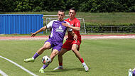 Am letzten Regionalligaspieltag stürmte Radzivon Hushcha (links) noch im Bamberger Trikot. Künftig läuft er mit  Lukas Mrozek für den TSV Aubstadt auf.