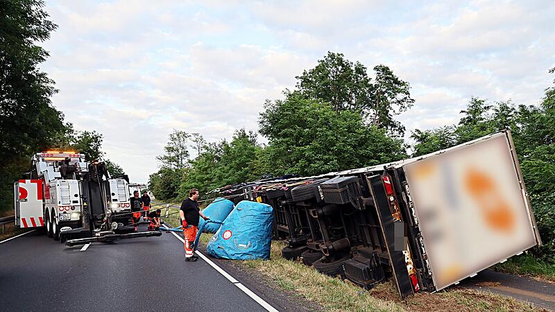 Biene sticht Fahrer - Lkw kippt auf Radweg Biene sticht Fahrer - Lkw kippt auf Radweg