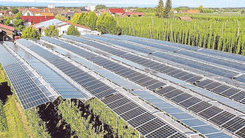 Eine Photovoltaikanlage &uuml;berspannt eine Apfelplantage. &bdquo;Die Zeiten, in denen es breiten Konsens dar&uuml;ber gab, dass der Klimawandel ein reales Problem ist, welches wir miteinander l&ouml;sen m&uuml;ssen, sind vorbei&ldquo;, sagt Martin Geilhufe.