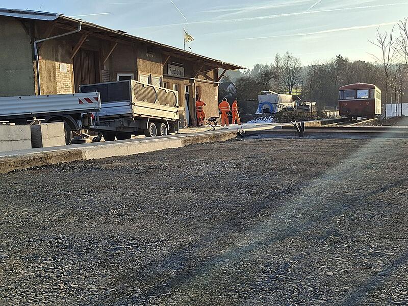 Gleispark Rupboden am Bahnradweg der fr&uuml;heren Sinntalbahn