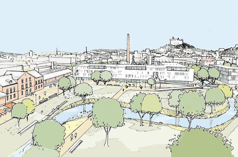 So k&ouml;nnte der Campus nach der Vorstellung des B&uuml;ros Schirmer aussehen.Grafik B&uuml;ro Schirmer