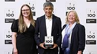 TOP 100-Siegel für Laboklin aus Bad Kissingen Große Freude bei LABOKLIN-Geschäftsführerin Dr. Elisabeth Müller (rechts): von Ranga Yogeshwar gab es für LABOKLIN zum vierten Mal die Auszeich-nung „Top-Innovator“. Im Bild links: Anna Sophia Müller