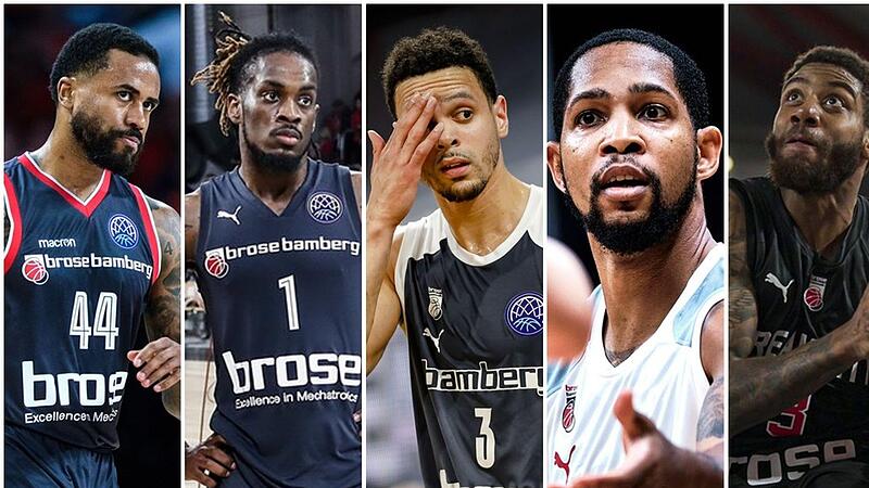 Die Champions League brachte Brose Bamberg in den vergangenen Jahren kein Gl&uuml;ck (von links): Bryce Taylor, Paris Lee, Dominic Lockhart, Trevis Simpson und Justin Wright-Foreman.