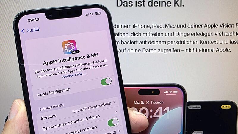 Apple Intelligence: Apple Intelligence ist f&uuml;r die aktuellen iPhone-Modelle verf&uuml;gbar, auch f&uuml;r das Einsteiger-Ger&auml;t iPhone 16e. Als Symbol dient eine mathematische Figur (Hypozykloide) mit buntem Hintergrund.