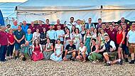 Gro&szlig;e Freude in Wallern an der Trattnach beim Treffen mit Musikvereinen aus Pressig. B&uuml;rgermeister Stefan Heinlein (vorne rechts, kniend) war von der Gastfreundschaft begeistert. K.- H. Hofmann