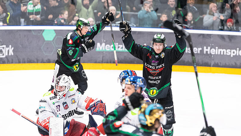 Höchstadter EC nach Sieg gegen Selb in den Pre-Play-offs dabei Der Selber Torhüter Michel Weidekamp schaut staunend hinterher, Leon Dalldush (oben) hat kaum Kraft zu jubeln. Seine Alligators haben sich für die Pre-Play-offs qualifiziert.