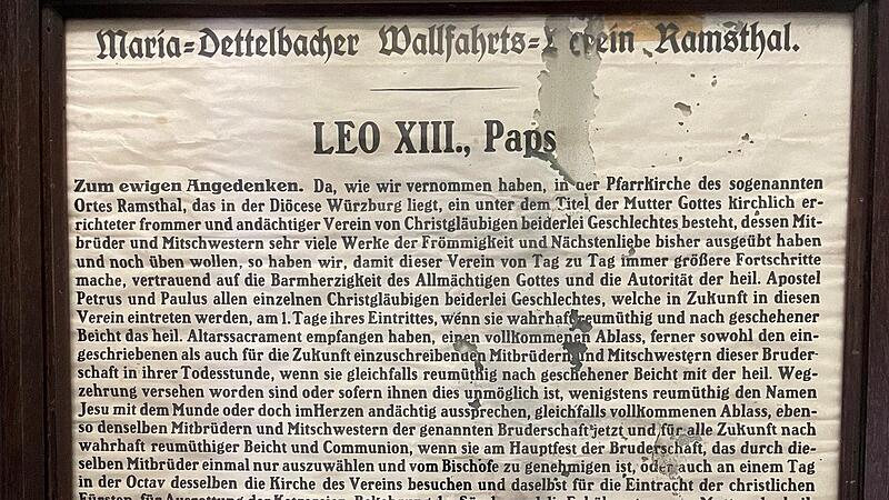 Marienkapelle Ramsthal: Ablassurkunde von Papst Leo XIII