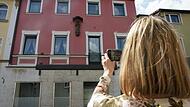 Ein beliebtes Fotomotiv unter den Nachkommen war das ehemalige Kupfer-Haus gegenüber der Schwan-Apotheke.