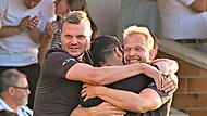 Jakob Engelmann und sein Trainerteam konnten sich - wie hier im Heimspiel gegen Coburg - auch in Aschaffenburg &uuml;ber einen starken Auftritt und drei Punkte freuen. Hagen Lehmann