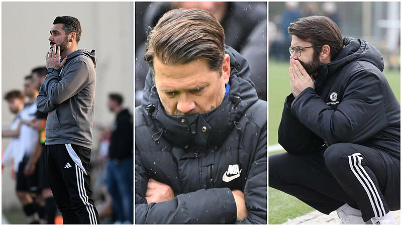 Stecken mit ihren Mannschaften tief im Bezirksliga-Abstiegskampf: Michael Finster (SG Knetzgau/Oberschwappach), Lars Daniel (SpVgg Zeckern), und Lars Scheler (TSV Staffelstein).