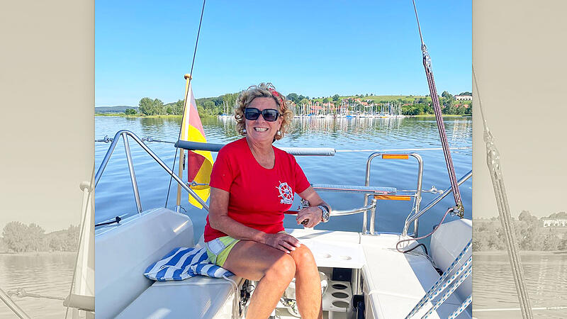 Die Autorin Heike Mallad beim segeln auf dem Brombachsee.