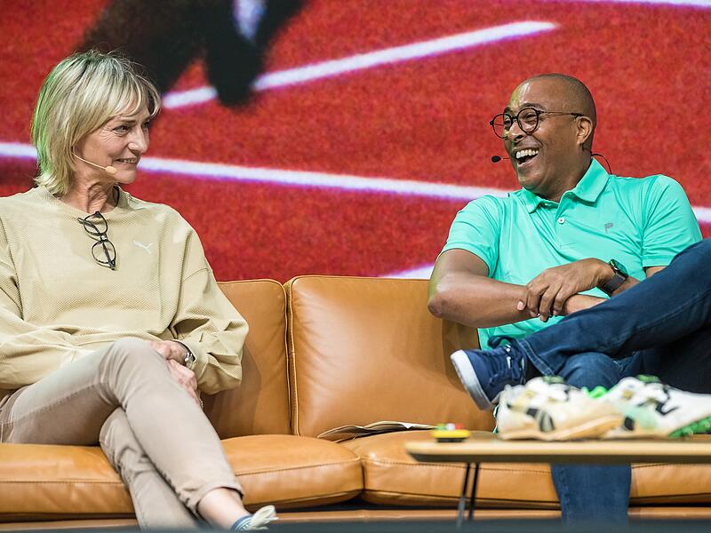 Heike Drechsler (li.) und Colin Jackson