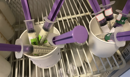 Uniklinikum ErlangenHealtineers Erlangen Henkestraße ALT Zehn Milliliter Humanmilch in einer Spritze abgefüllt. So klein können die Mahlzeiten von Frühchen sein.