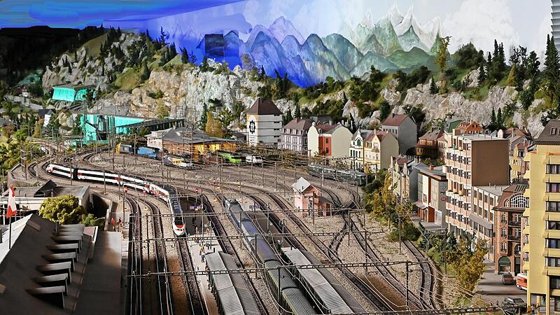 Beschaulich bahnen sich die Modellzüge ihren Weg durch die Landschaftsdioramen.