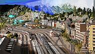 Beschaulich bahnen sich die Modellzüge ihren Weg durch die Landschaftsdioramen.