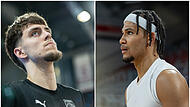 Ex-Baskets-Guard Zach Ensminger (links) und der geb&uuml;rtige Bamberger Nicholas Tischler pr&auml;gen offensiv das Oldenburer Spiel.