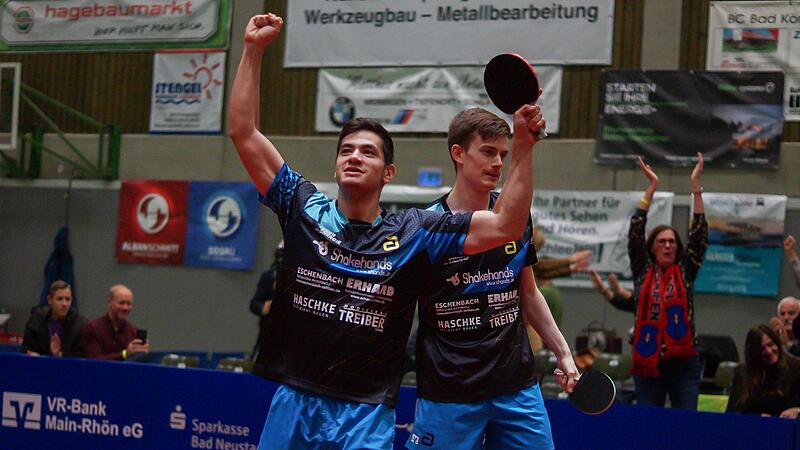 Als Linkshänder für einen Doppeleinsatz prädestiniert ist Martin Allegro (links). Kilian Ort (rechts) als Partner könnte eine mögliche Variante sein, sollte es im Heimspiel des TSV Bad Königshofen gegen Ochsenhausen zum Schlussdoppel kommen. Als Linkshänder für einen Doppeleinsatz prädestiniert ist Martin Allegro (links). Kilian Ort (rechts) als Partner könnte eine mögliche Variante sein, sollte es im Heimspiel des TSV Bad Königshofen gegen Ochsenhausen zum Schlussdoppel kommen.